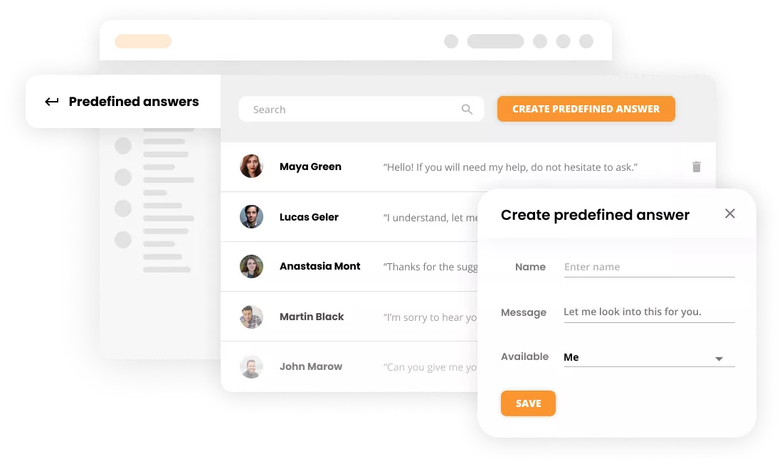 Mockup προκαθορισμένων απαντήσεων