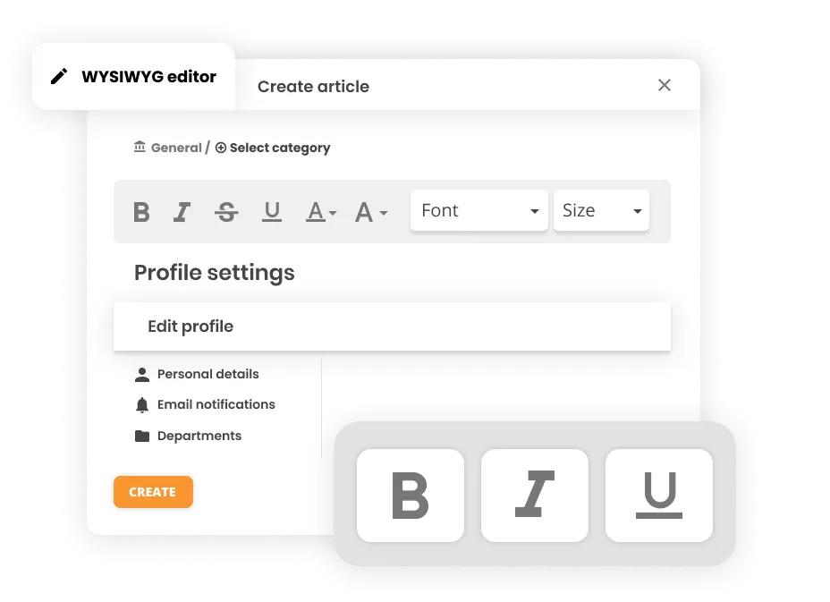 Επεξεργαστής WYSIWYG στο λογισμικό Help desk - LiveAgent