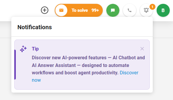 Στιγμιότυπο του νέου πάνελ News του LiveAgent που εμφανίζει ειδοποιήσεις και ενημερώσεις