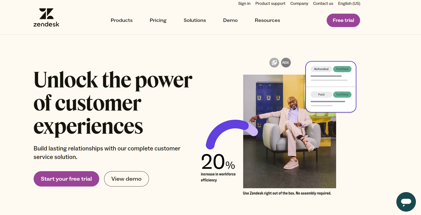 Αρχική σελίδα Zendesk Suite - λογισμικό live chat ηλεκτρονικού εμπορίου προσανατολισμένο σε σχέσεις