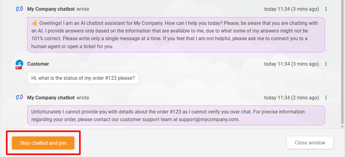 LiveAgent AI Human handover Preview