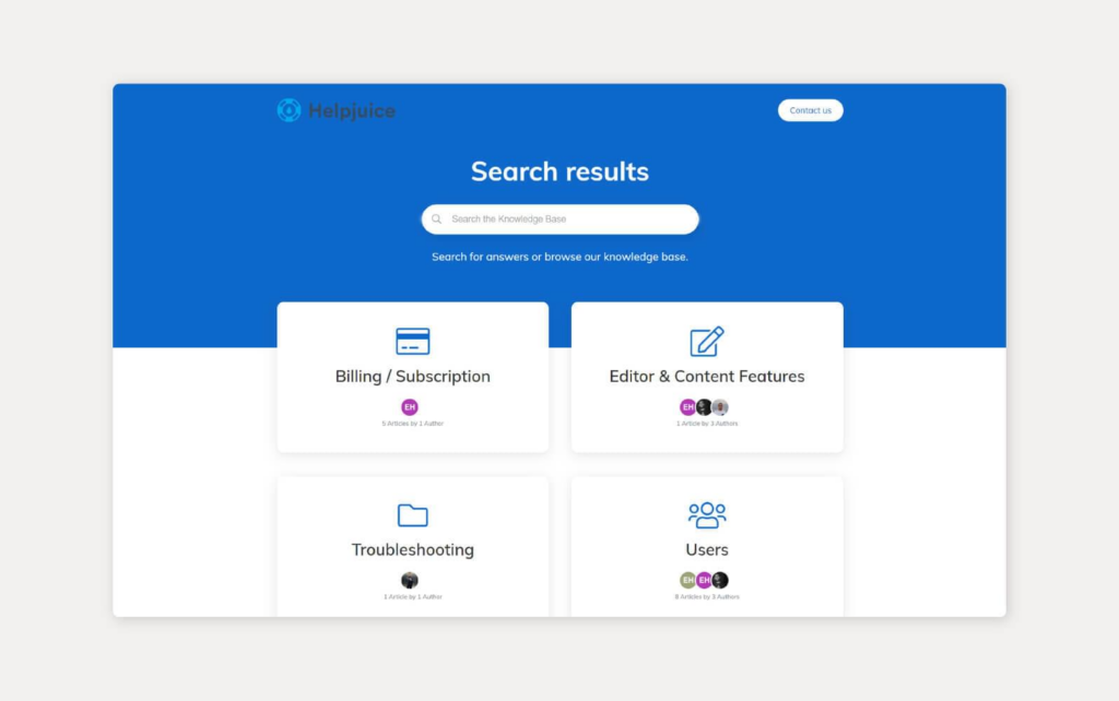 Σύστημα βάσης γνώσης HelpJuice σε χρήση