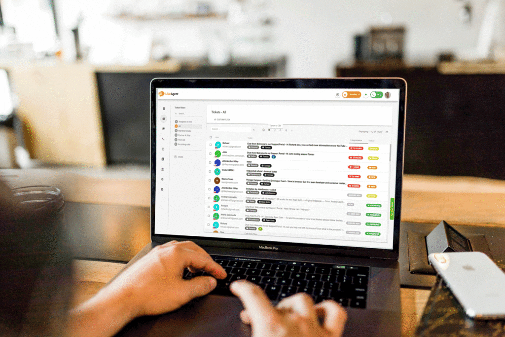 Καθολικό εισερχόμενο LiveAgent σε οθόνη υπολογιστή