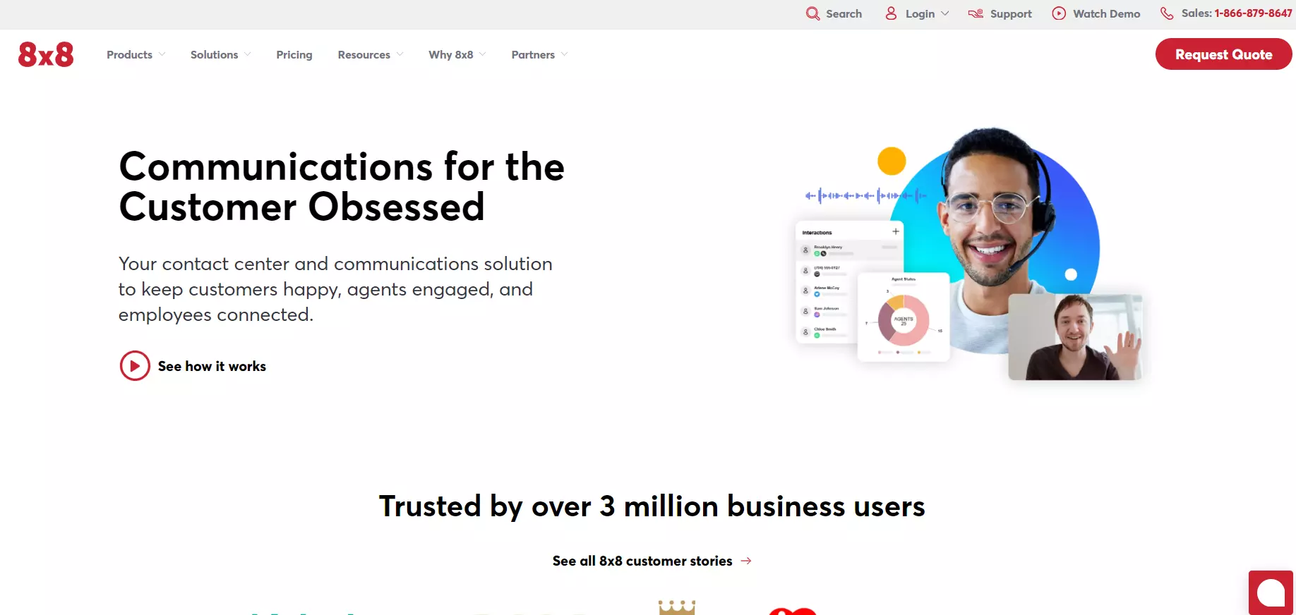 Αρχική σελίδα λογισμικού 8x8 Contact Center
