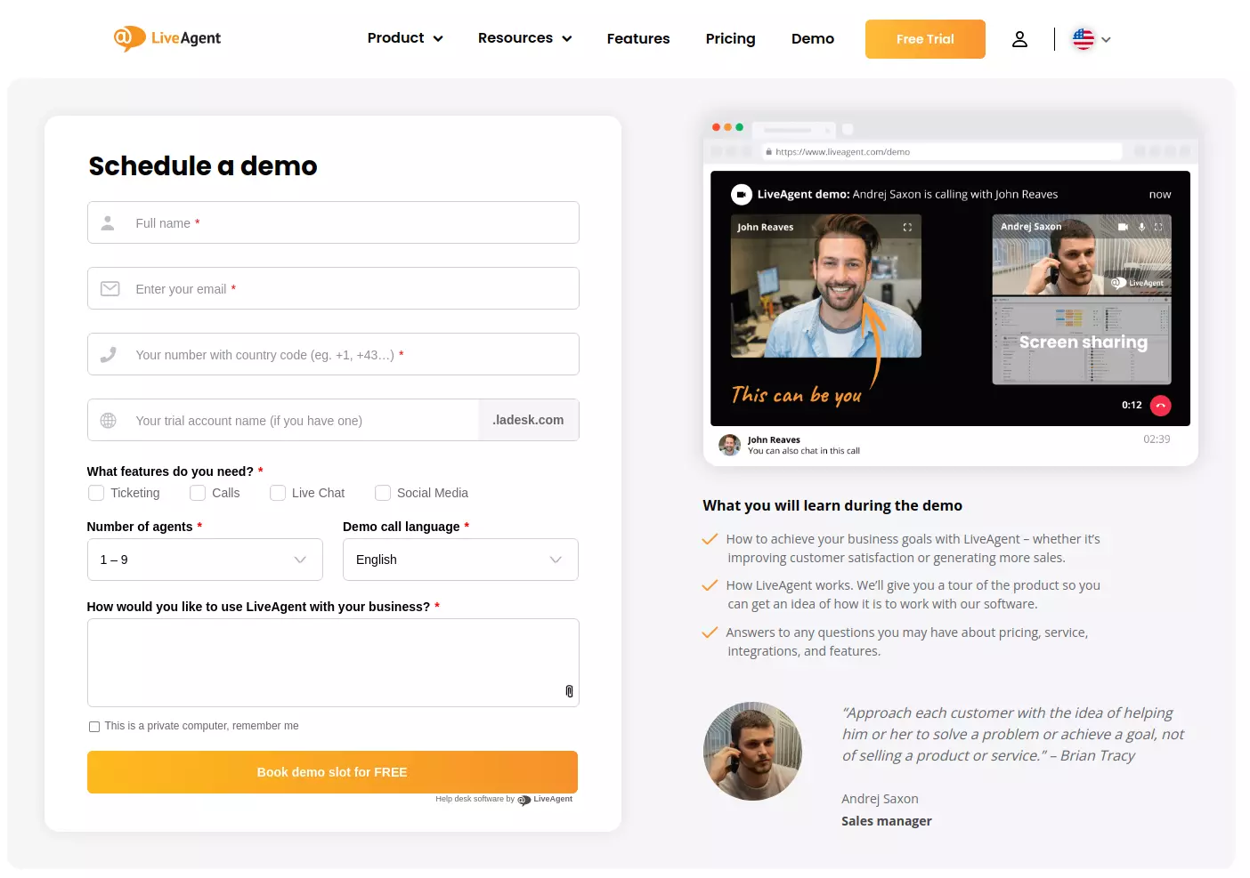 Πρόγραμμα demo του LiveAgent