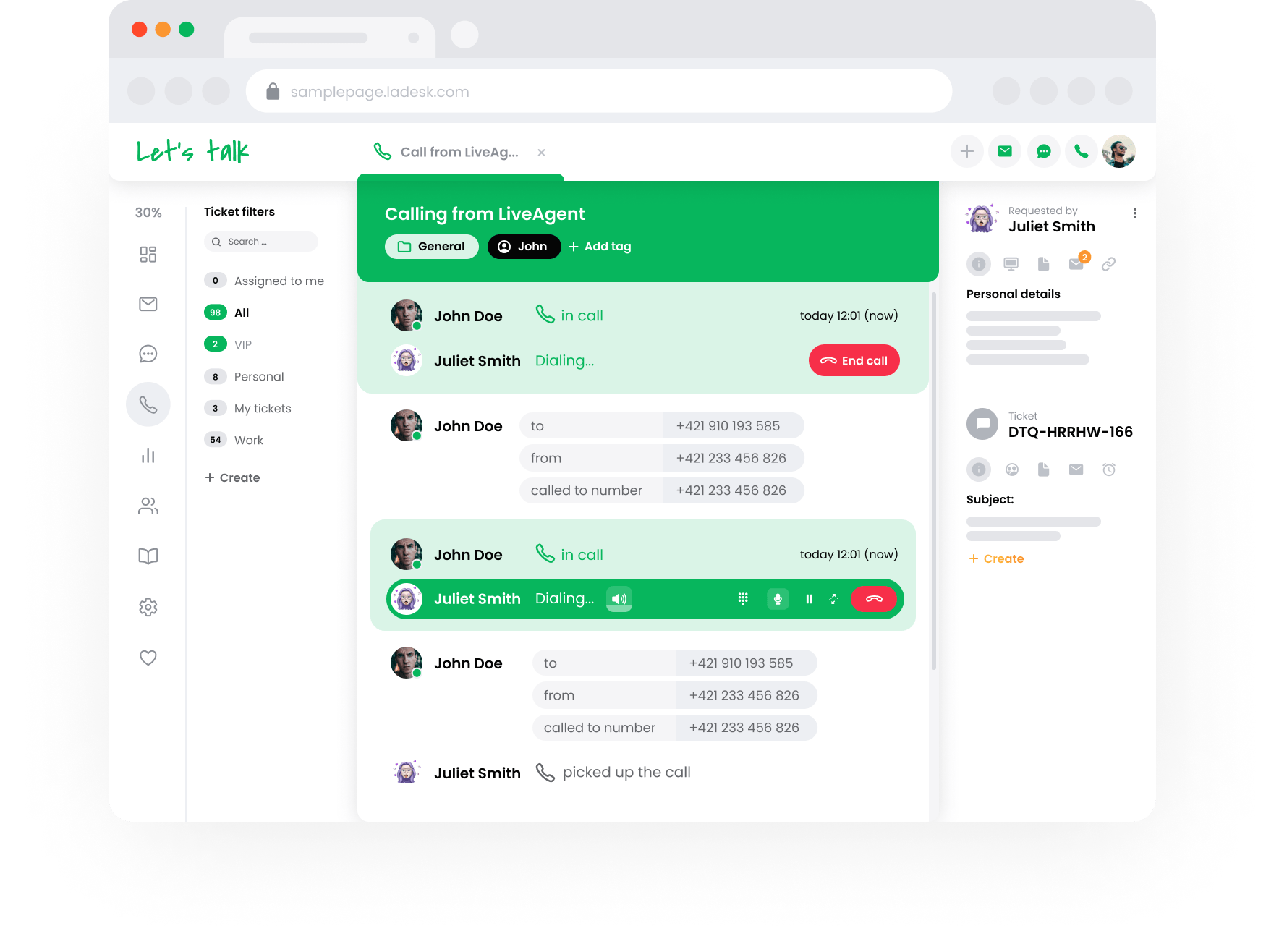 Outbound call center in LiveAgent