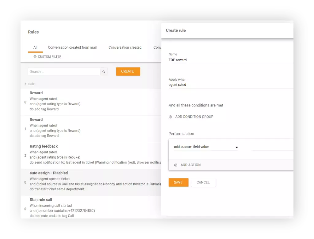 Δημιουργία κανόνα στο LiveAgent