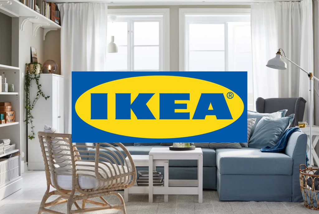 Εικόνα του λογότυπου του Ikea που παρουσιάζει επίσης τα έπιπλά τους