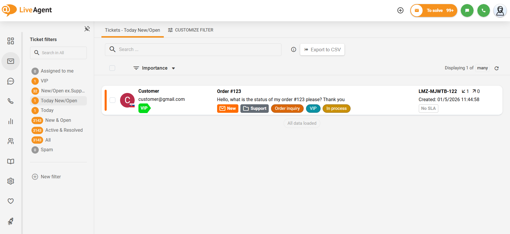 Επισκόπηση συμπτυσσόμενου υπομενού LiveAgent