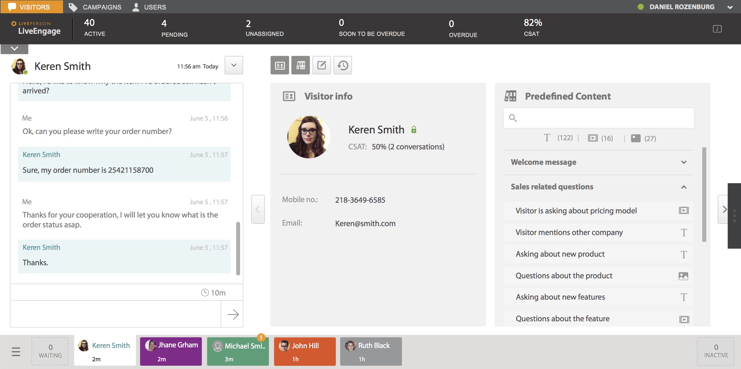 Παράθυρο συνεχιζόμενου chat LivePerson