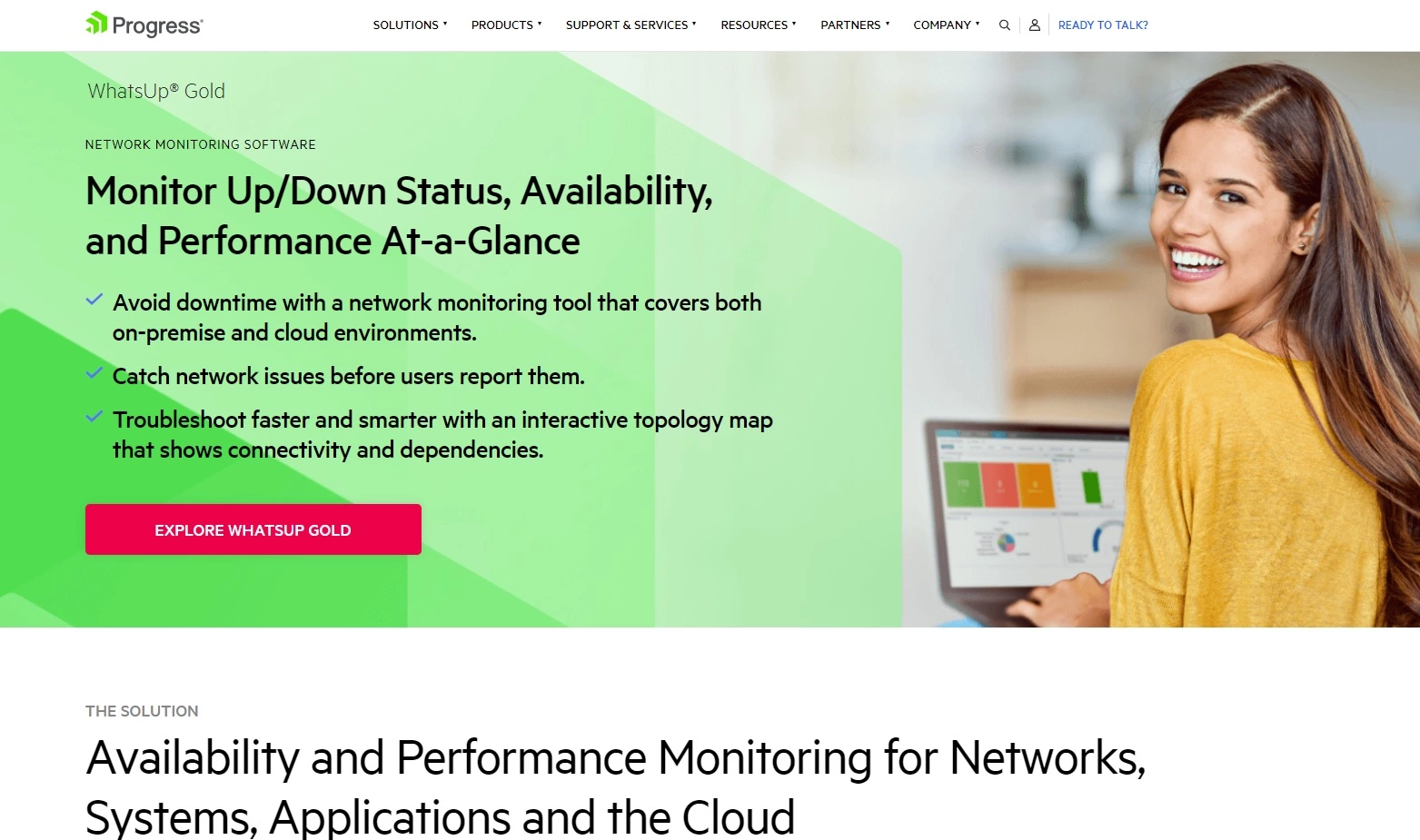 Progress WhatsUp Gold home page - network monitoring software for your IT performance