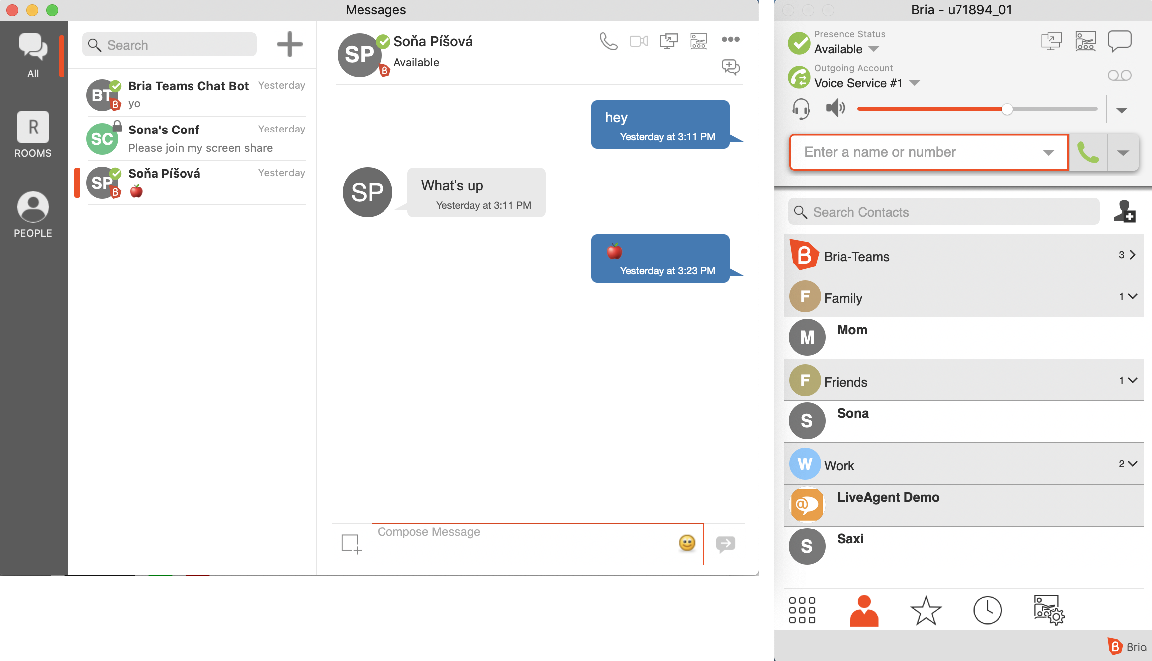 Ομαδικά μηνύματα Softphone Bria