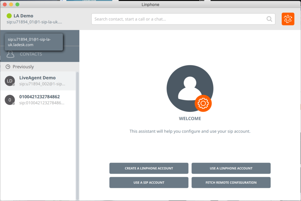 Ρύθμιση λογαριασμού Softphone Linphone