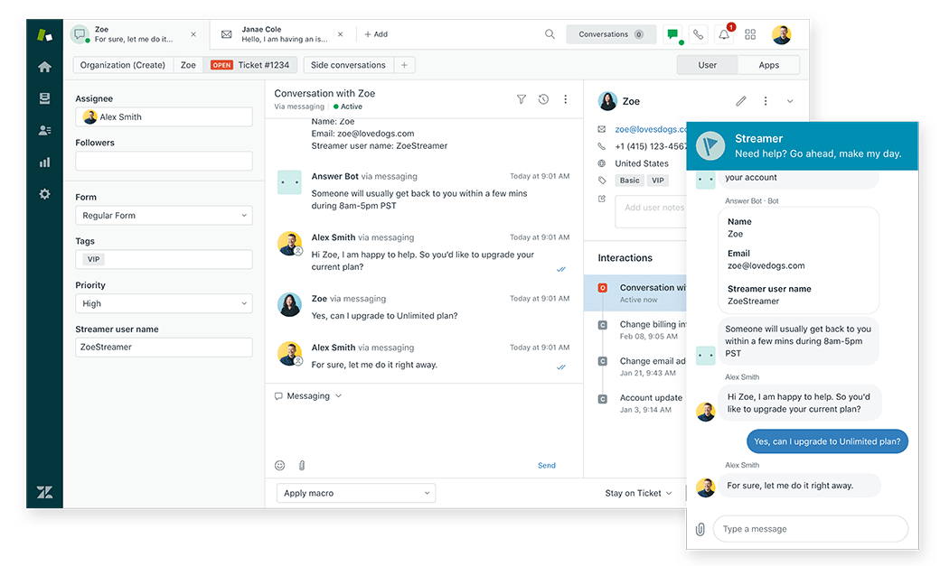 Υποστήριξη πελατών Zendesk και συνομιλίες