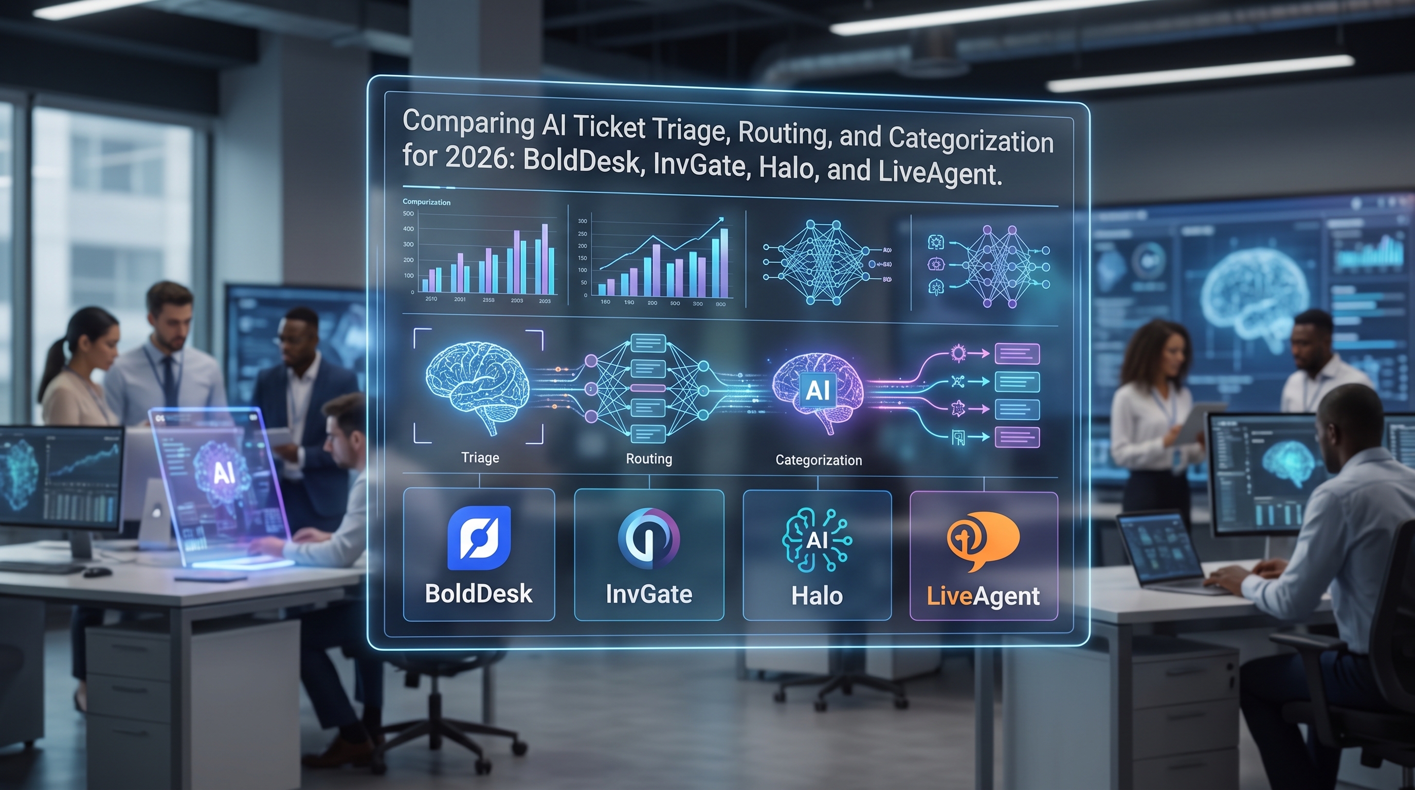 BoldDesk vs InvGate vs Halo vs LiveAgent: Σύγκριση AI διαλογής, δρομολόγησης και κατηγοριοποίησης εισιτηρίων για το 2026
