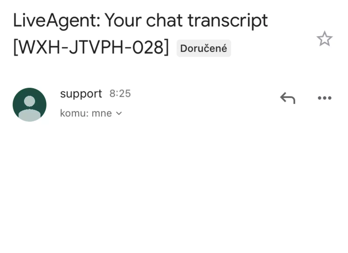 A picture showing an empty chat transcript due to a bug in previous versions of LiveAgent