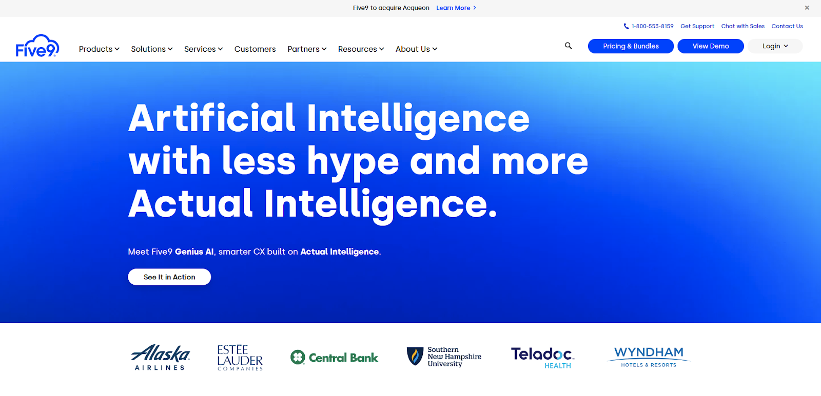 Αρχική σελίδα λογισμικού κέντρου κλήσεων Five9