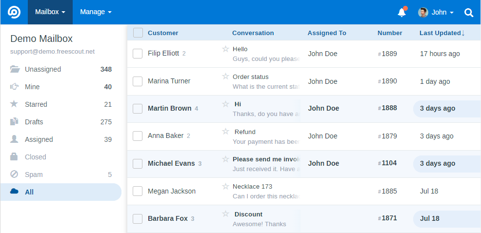 FreeScout self-hosted κοινόχρηστο inbox - αιτήματα email σε μία ουρά