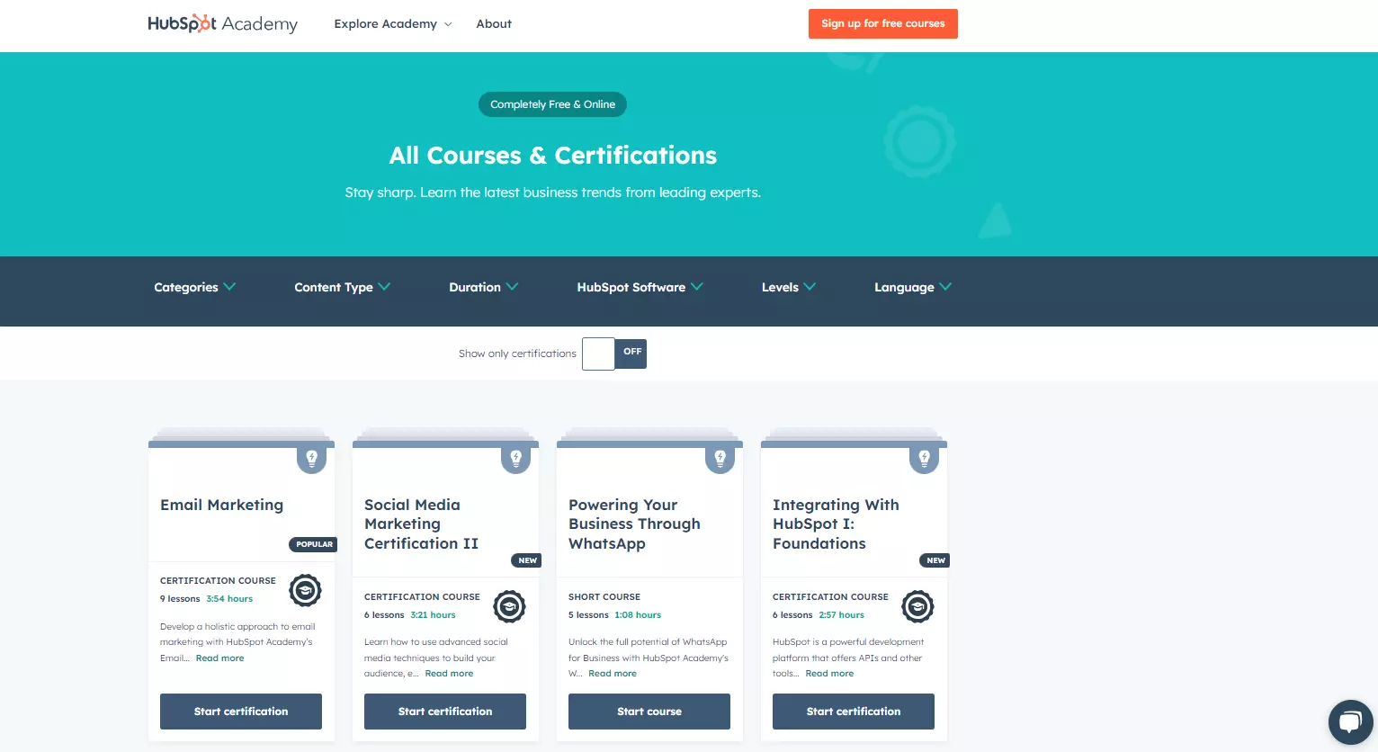Πιστοποιήσεις HubSpot Academy