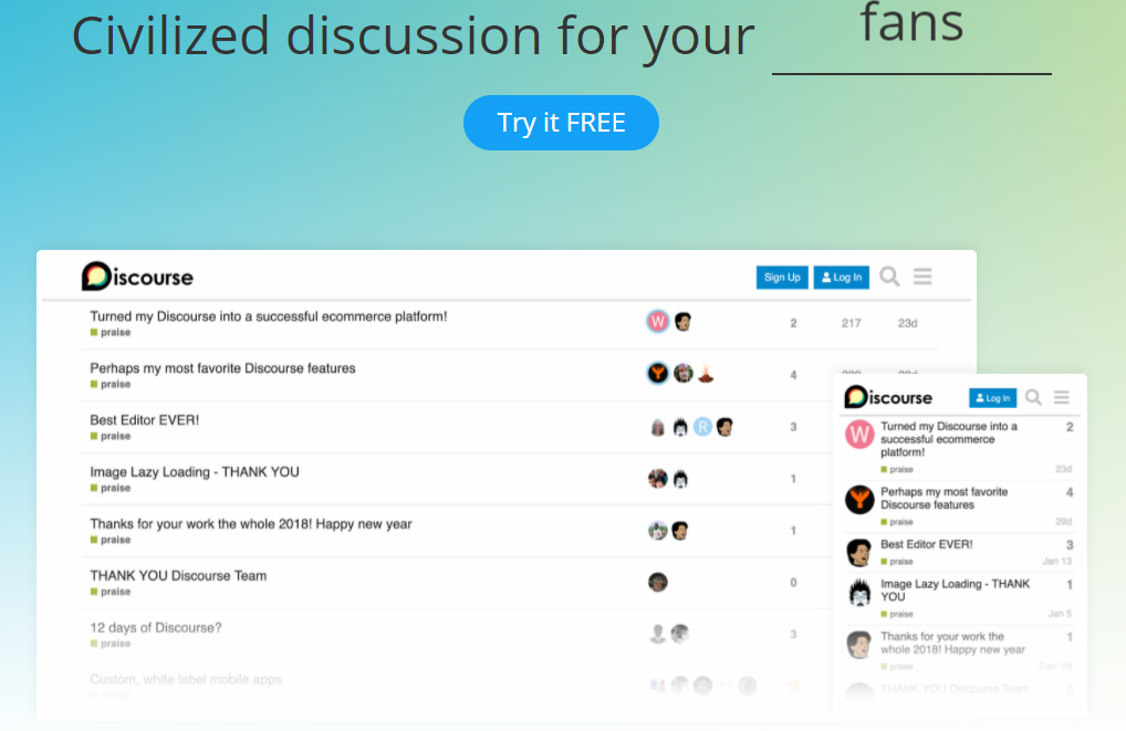Διεπαφή χρήστη Discourse