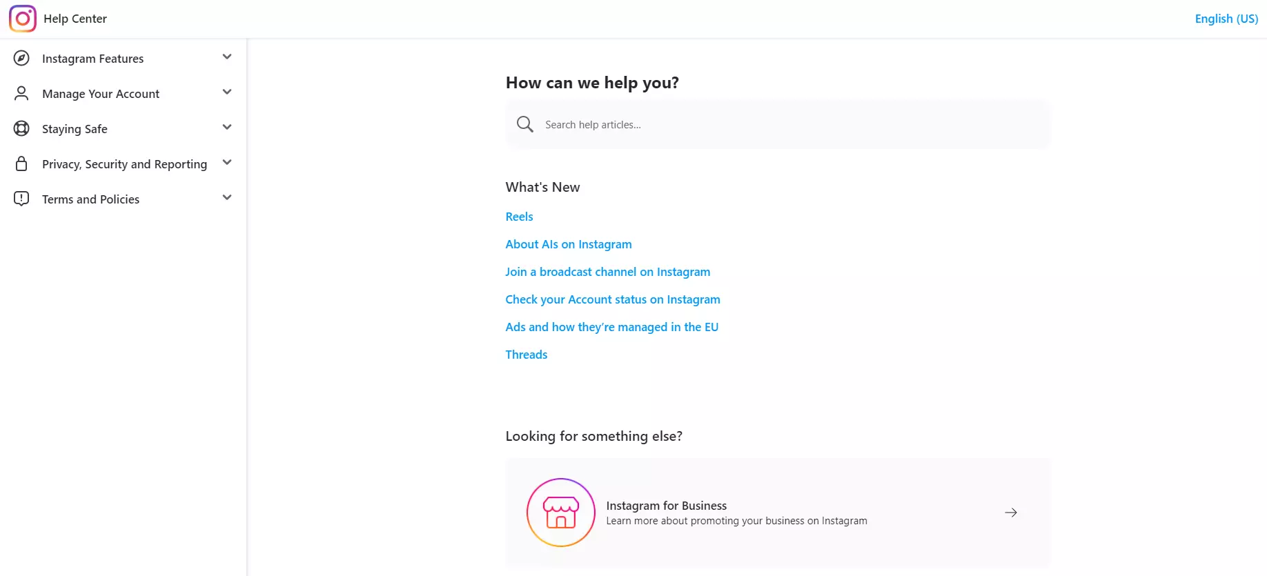 Κέντρο βοήθειας Instagram