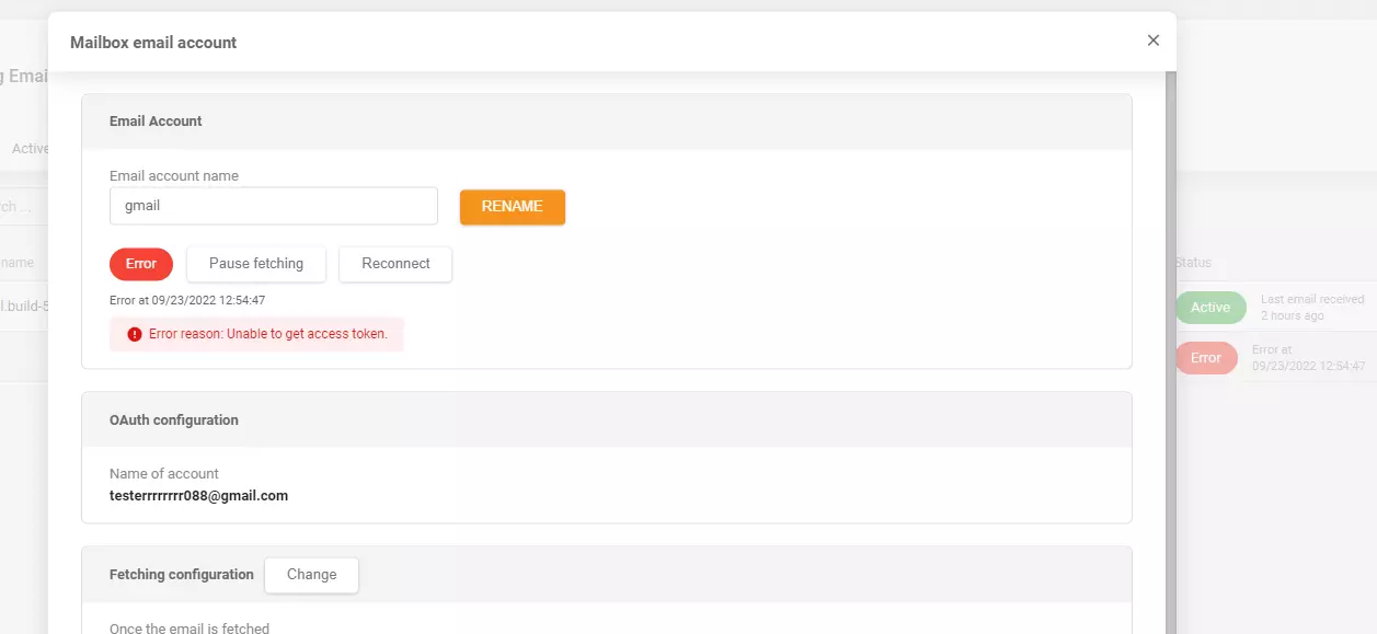LiveAgent - Αφαιρέθηκε το μήνυμα σφάλματος μετά την προσθήκη εισερχόμενου λογαριασμού Gmail