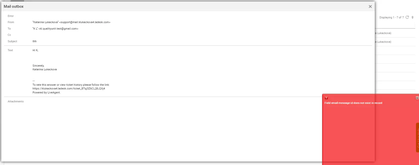 LiveAgent - Διορθώθηκαν emails με συνημμένα που προκαλούσαν σφάλμα