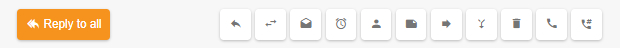 Κουμπί Απάντηση σε όλους με πρόσθετα εικονίδια ενεργειών ηλεκτρονικού ταχυδρομείου για προώθηση, διαγραφή και άλλες λειτουργίες στο λογισμικό LiveAgent