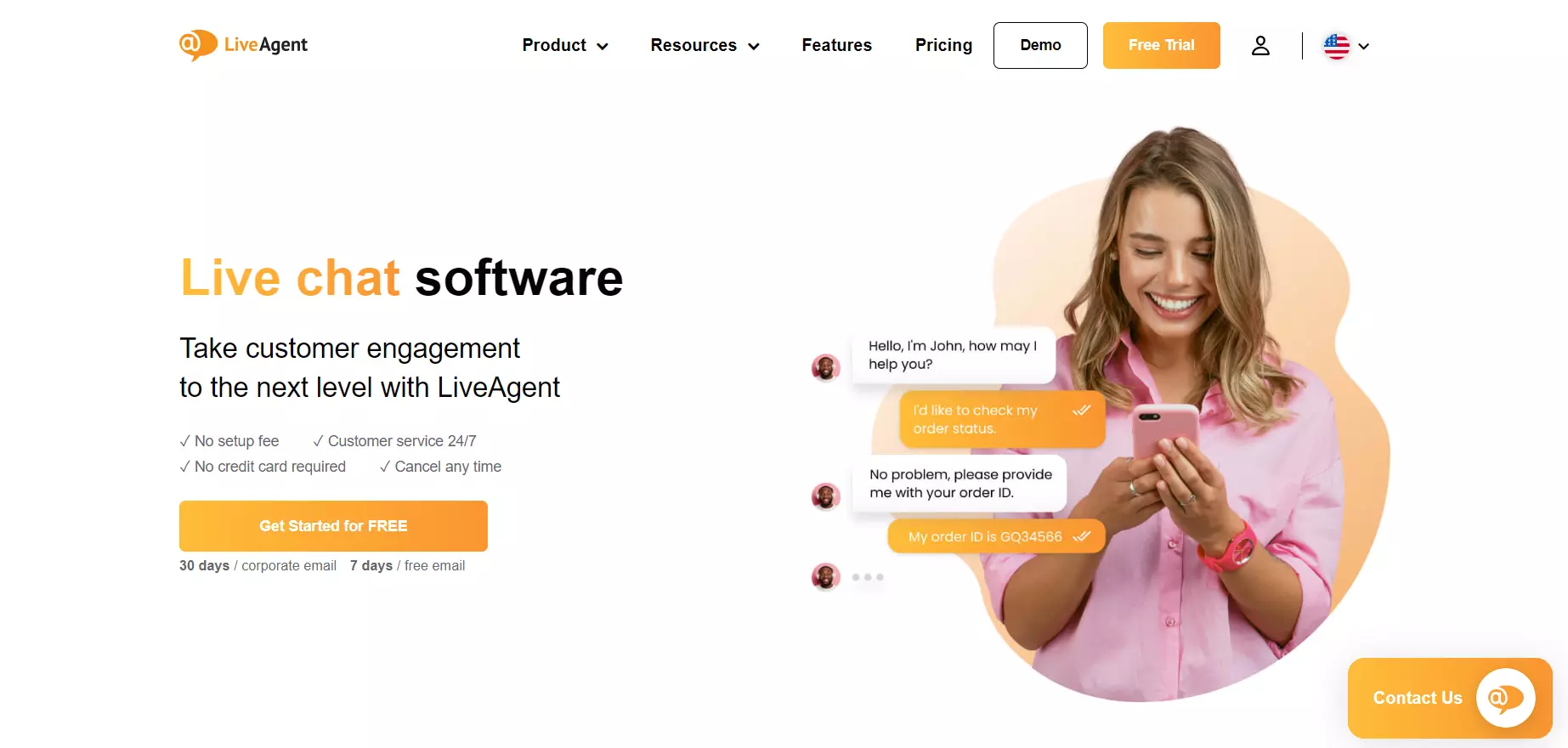 Στιγμιότυπο της αρχικής σελίδας του LiveAgent, λογισμικό live chat για πραγματικές συνδέσεις
