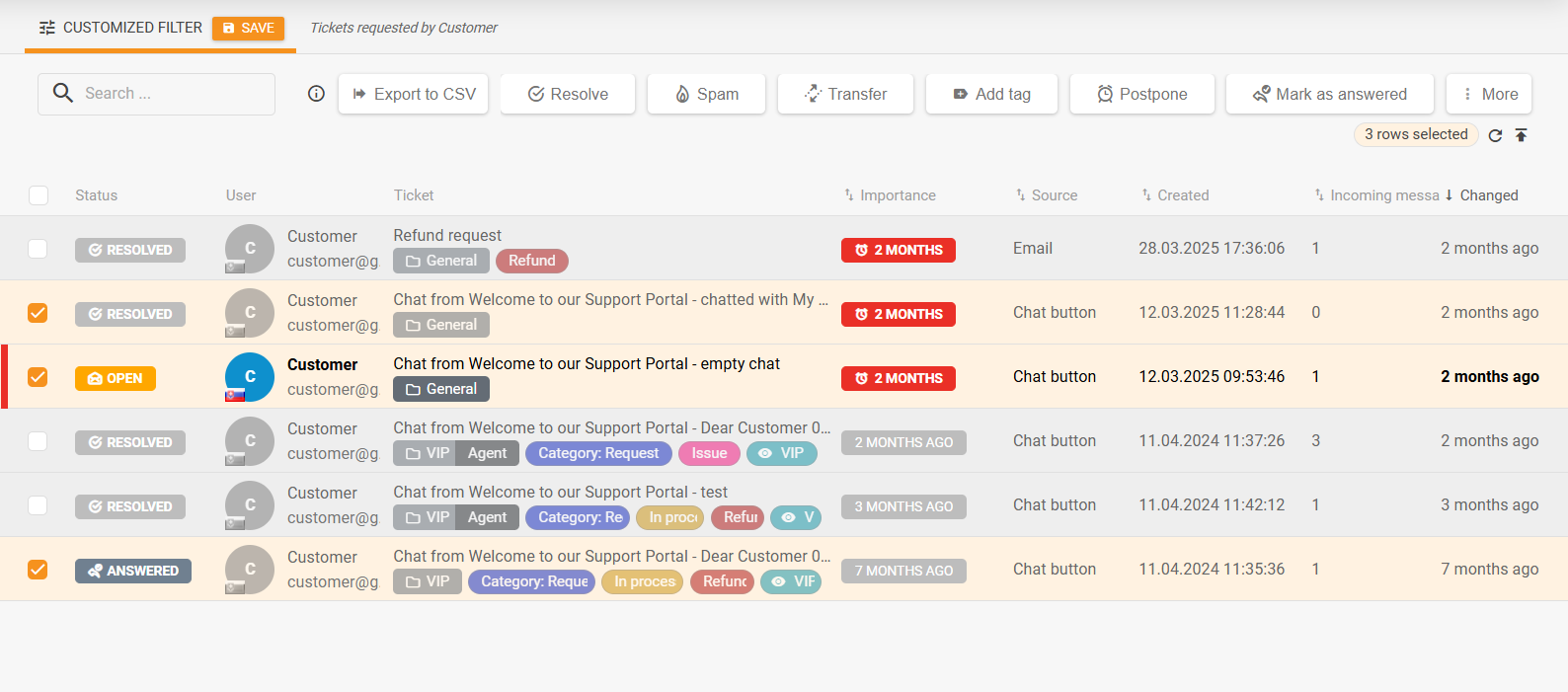 Αναδιαμορφωμένος πίνακας μαζικών ενεργειών στη λίστα εισιτηρίων και ενσωματωμένες οι πιο συχνά χρησιμοποιούμενες ενέργειες εισιτηρίων