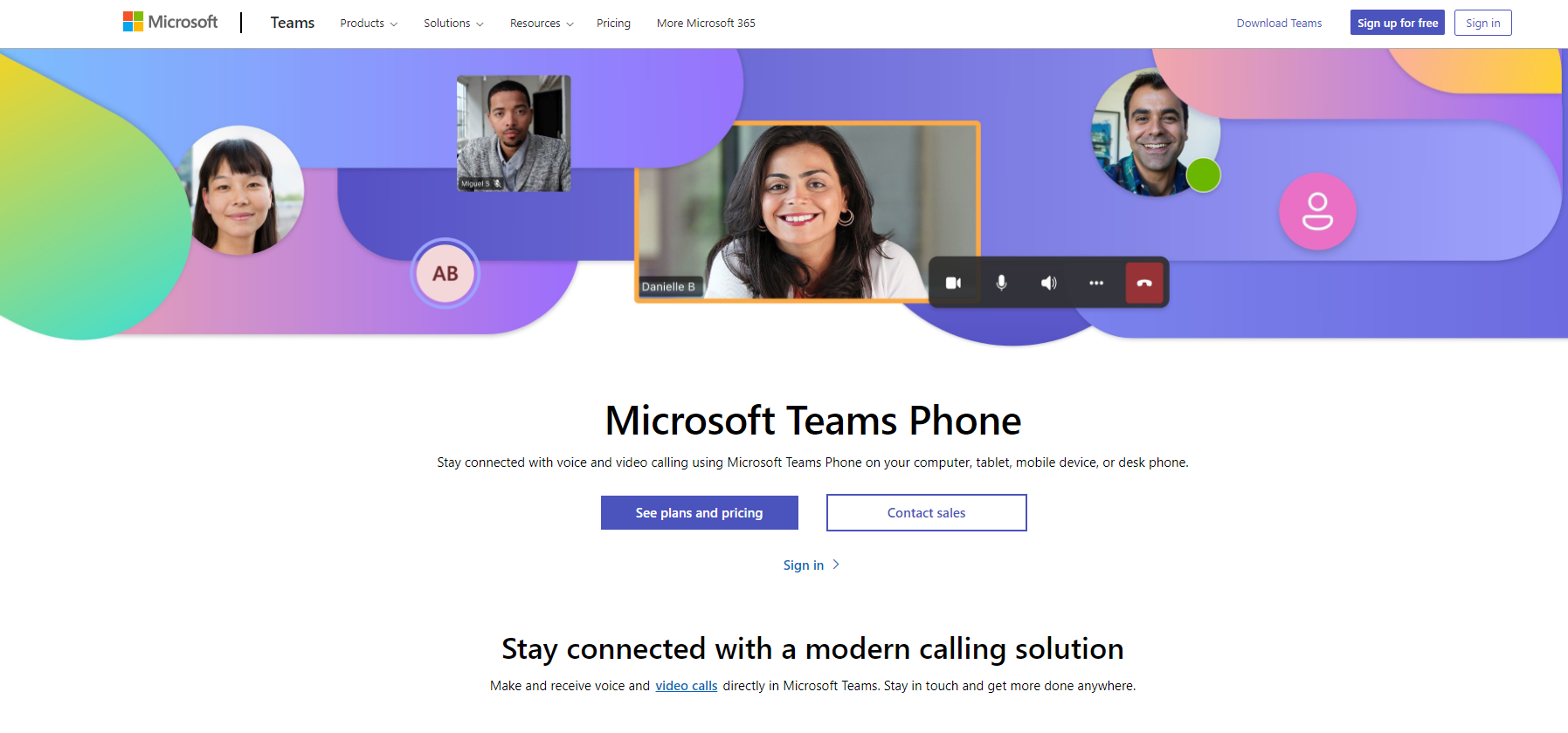 Microsoft Teams Phone website