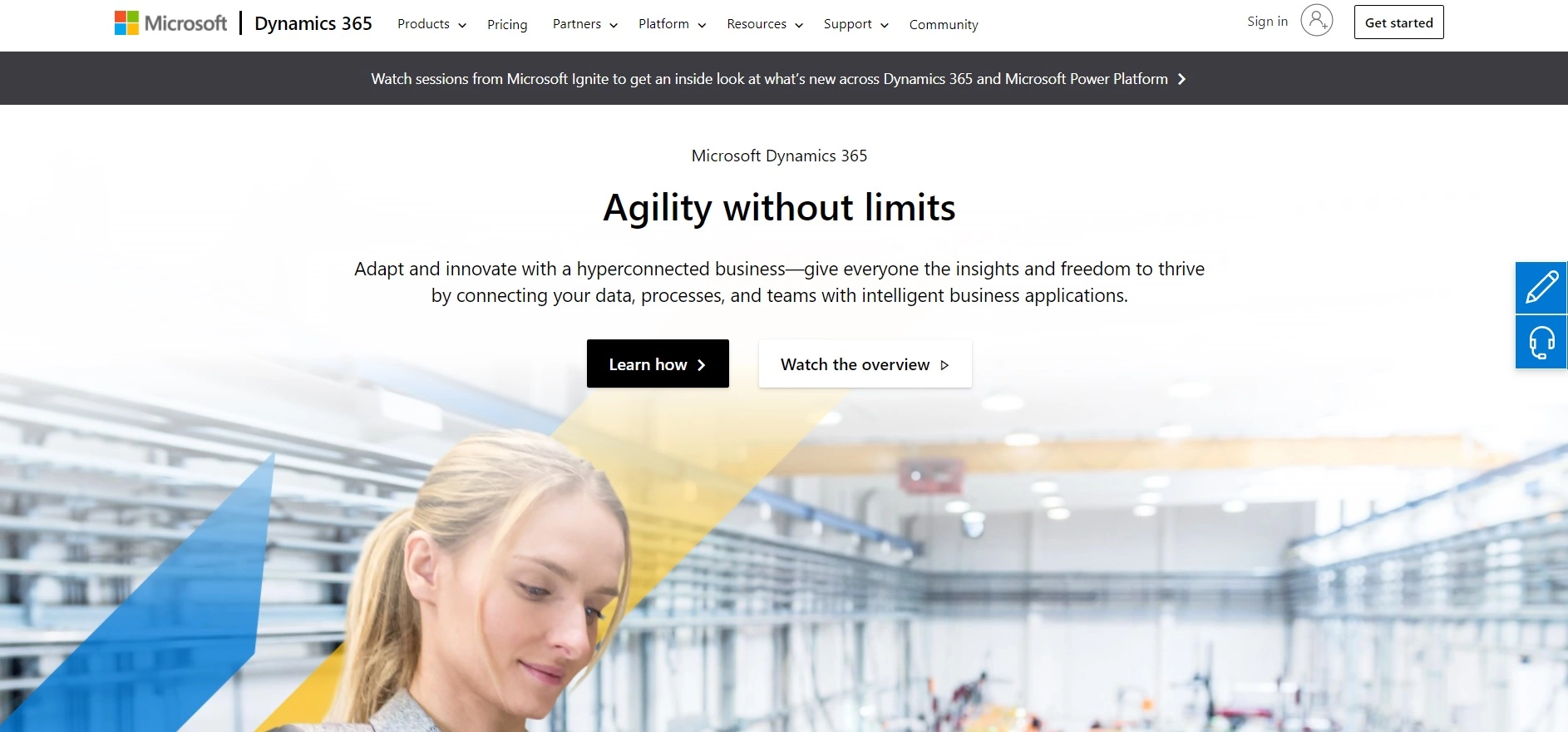 Microsoft Dynamics 365 homepage