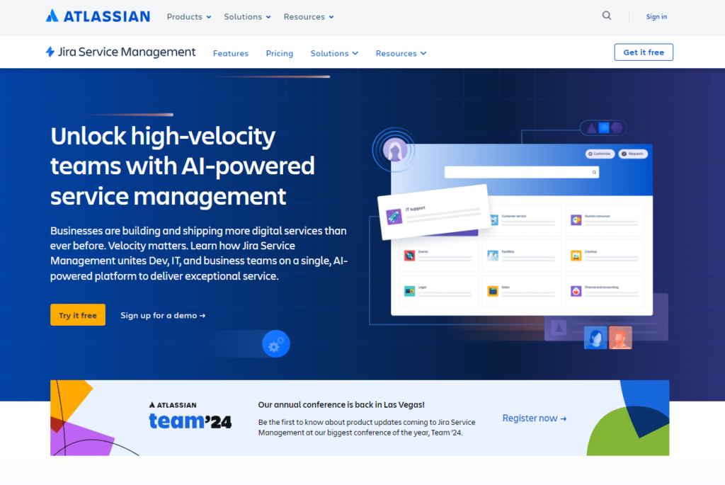 Αρχική σελίδα Jira Service Management, μια εναλλακτική λύση Help Scout για λογισμικό help desk