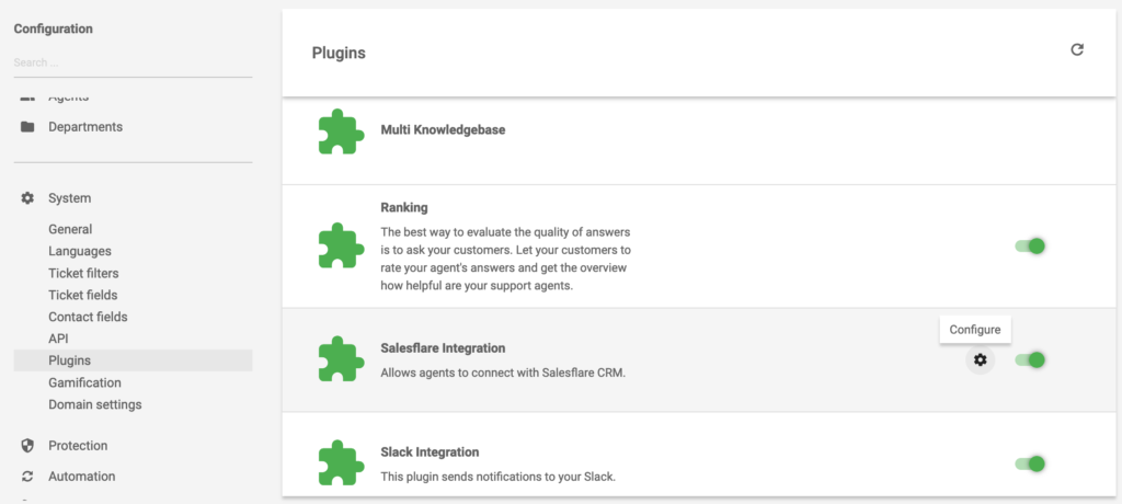 Ενεργό πρόσθετο ολοκλήρωσης Salesforce στο LiveAgent