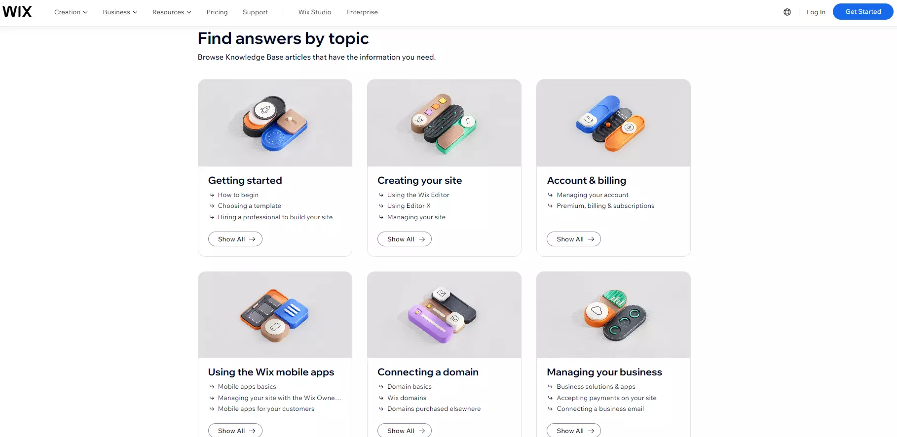 Κατηγοριοποίηση βάσης γνώσης Wix