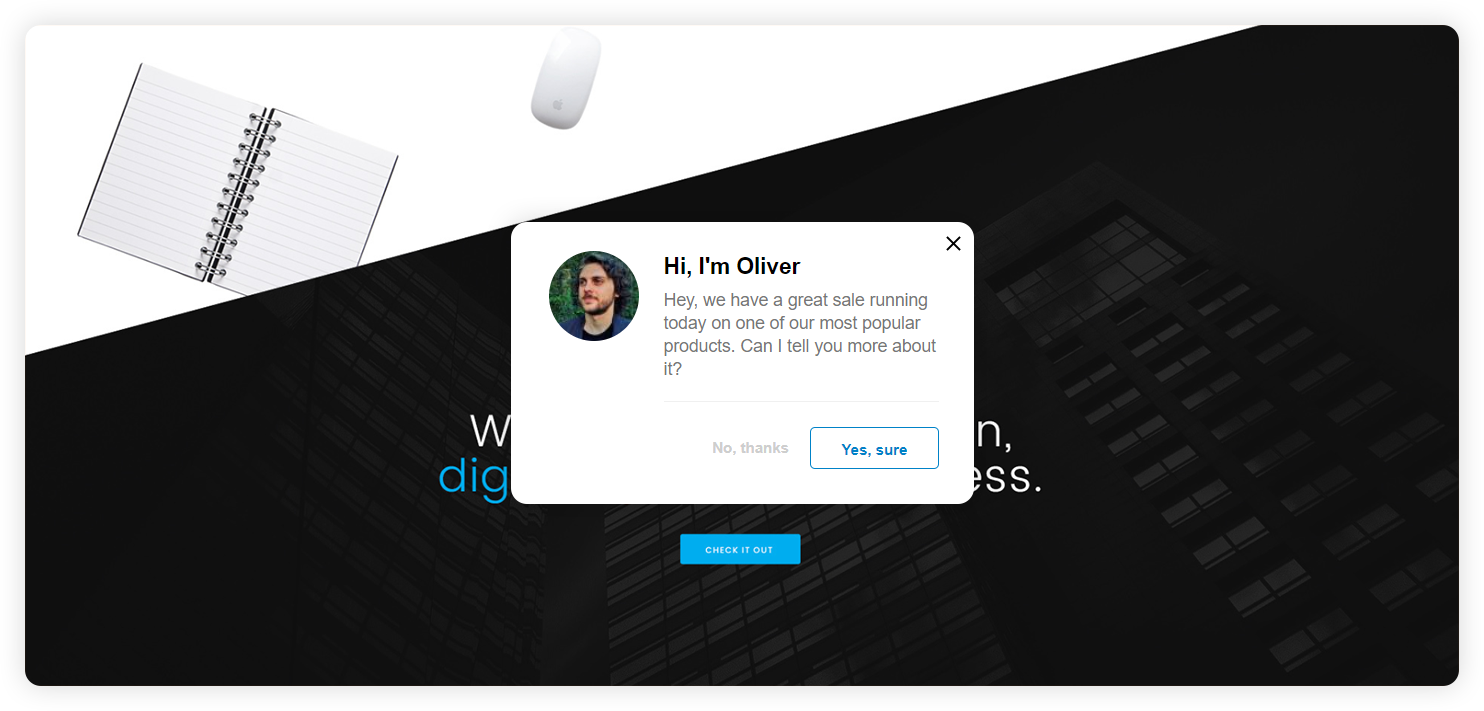 Παράδειγμα προακτικής πρόσκλησης enterprise chat