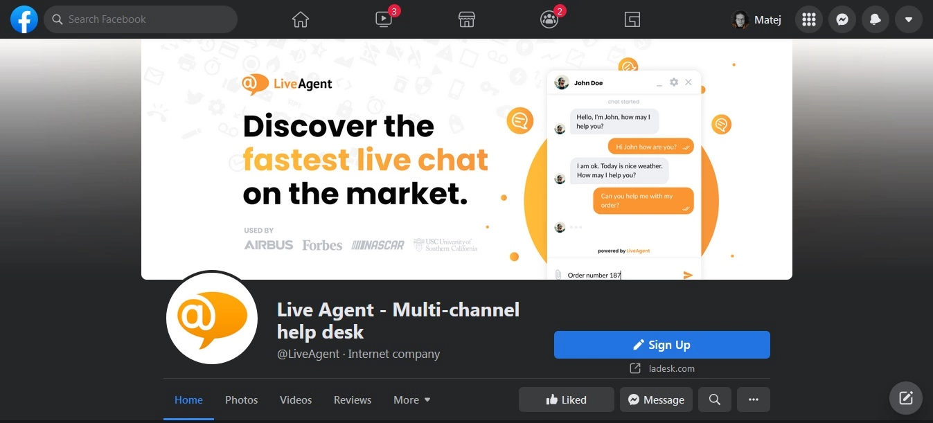 LiveAgent – Σελίδα Facebook