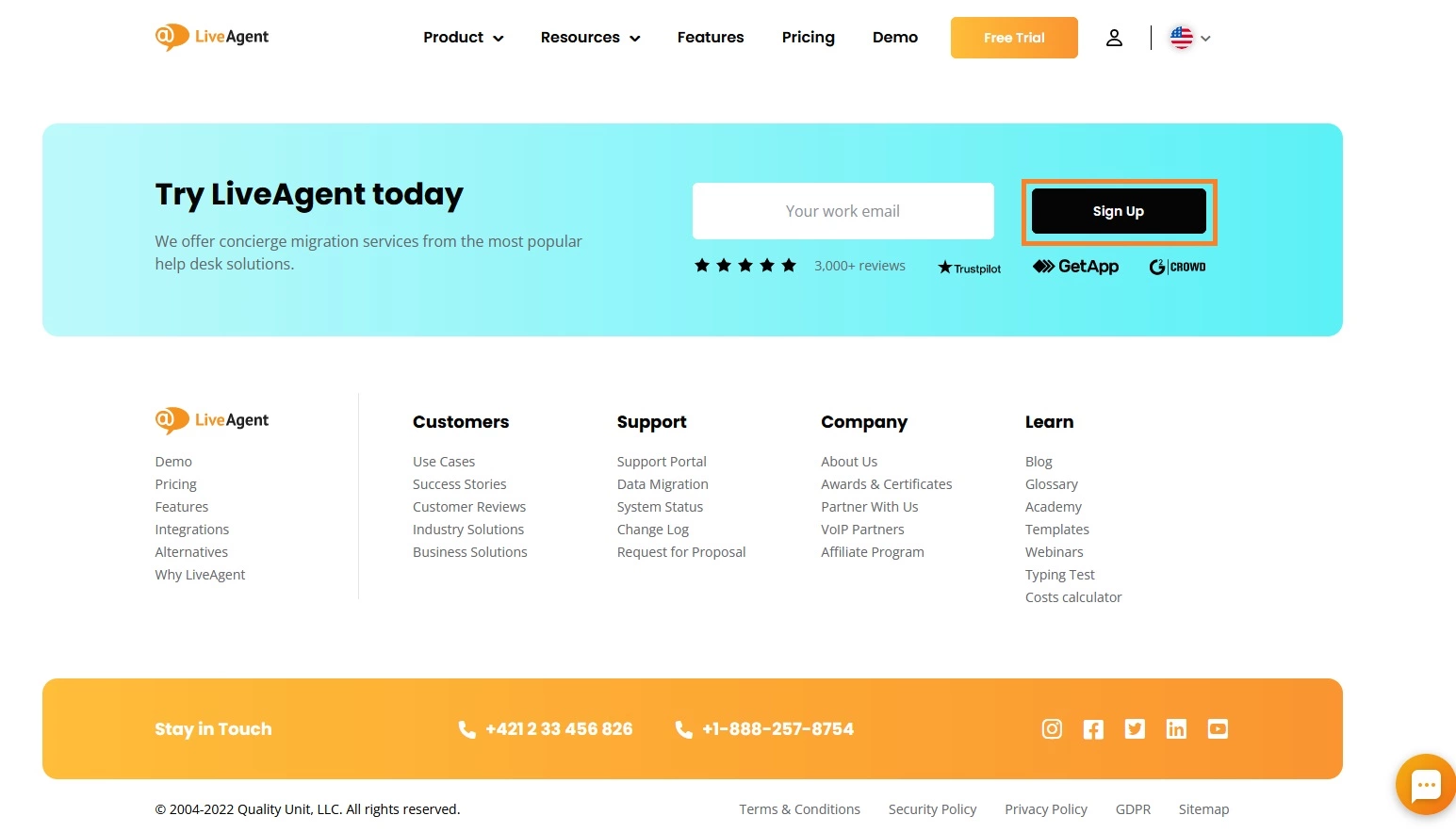 Επιλογή εγγραφής LiveAgent