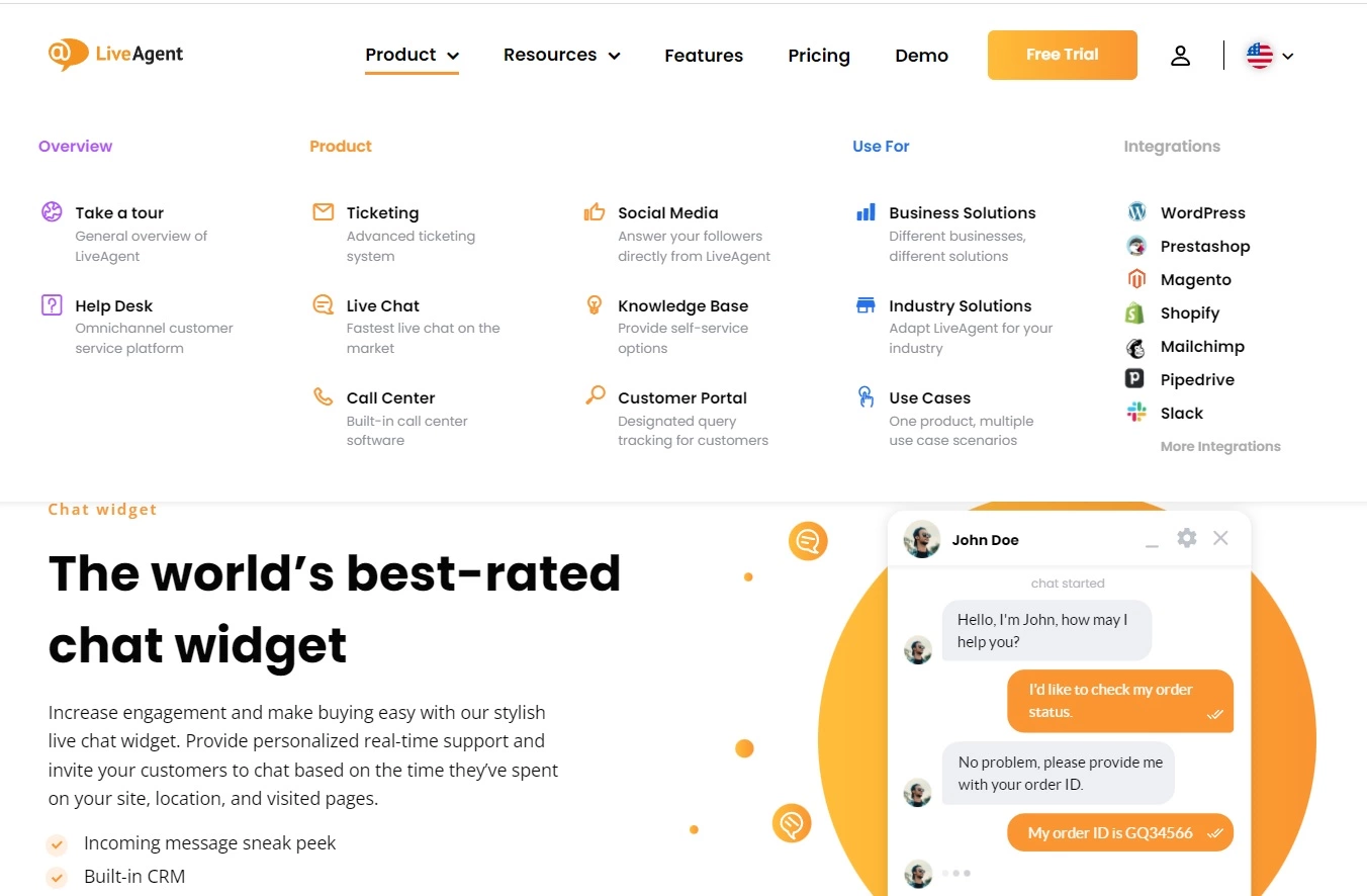 Πλοήγηση προϊόντος LiveAgent