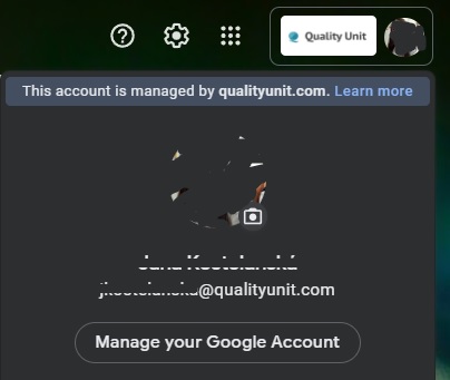 Παράδειγμα ηλεκτρονικού ταχυδρομείου της εταιρείας Quality Unit