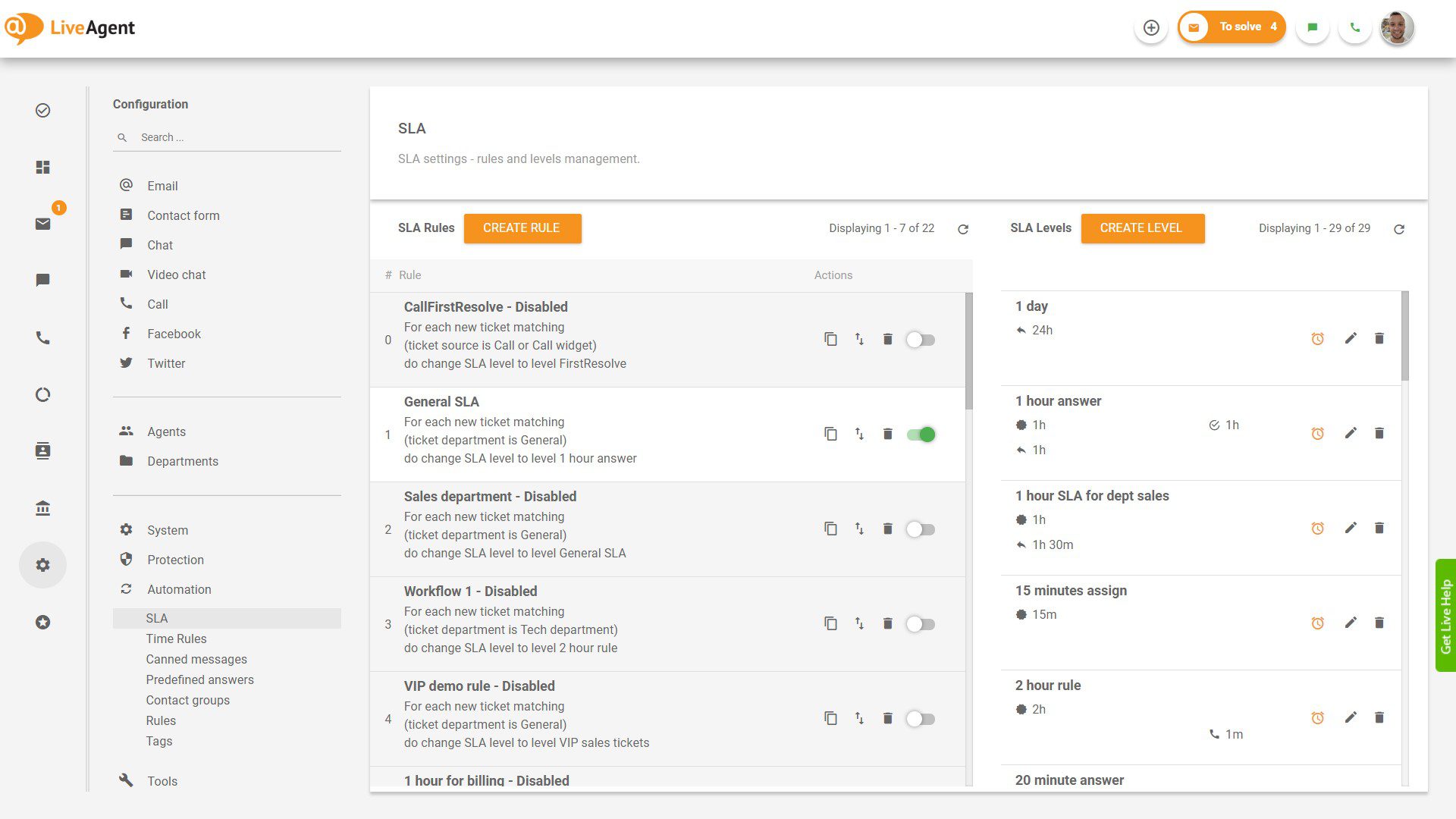 Κανόνες χρόνου στο LiveAgent