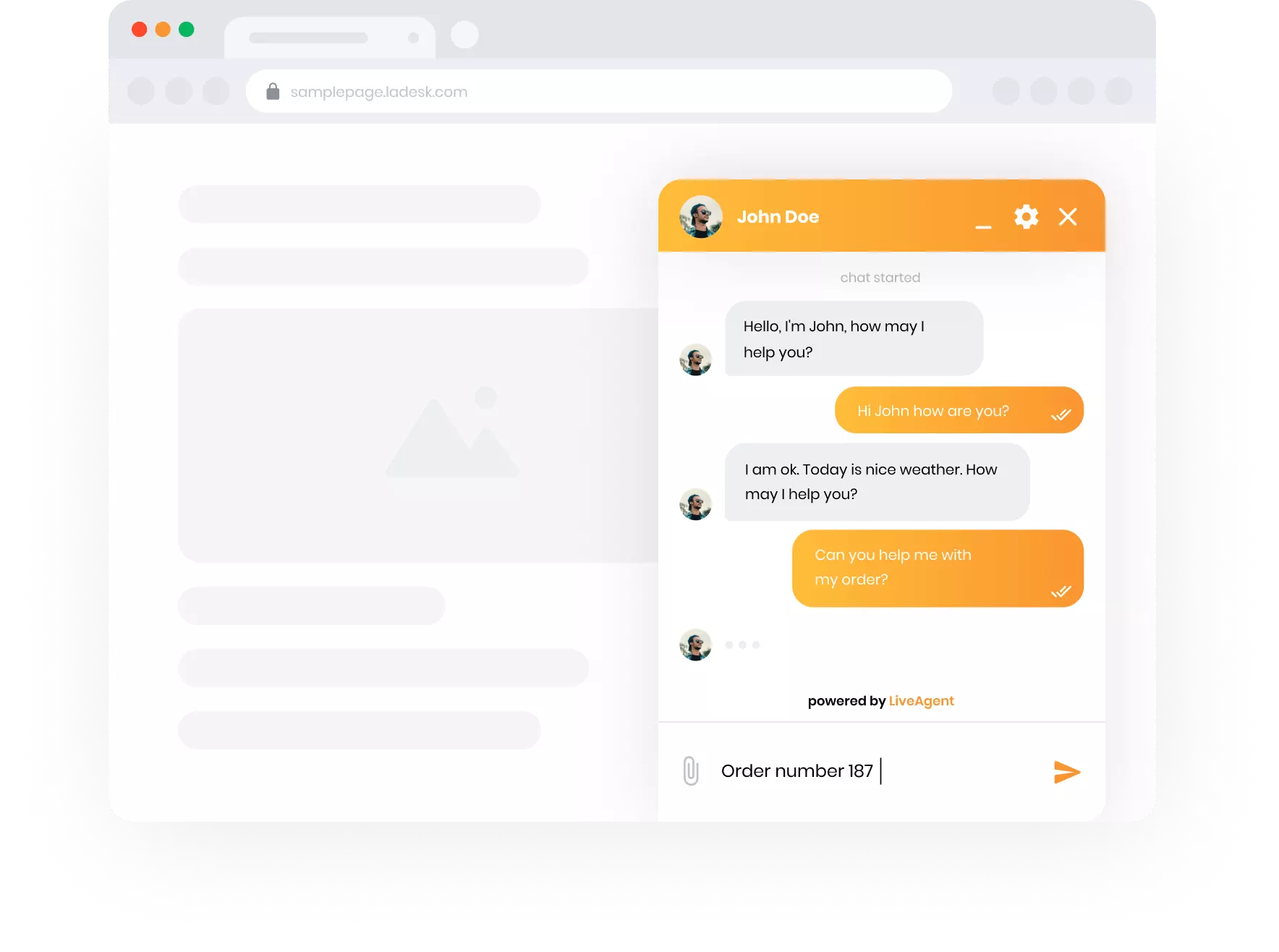 Συνομιλία μεταξύ ενός πελάτη και ενός αντιπροσώπου υποστήριξης στο παράθυρο live chat