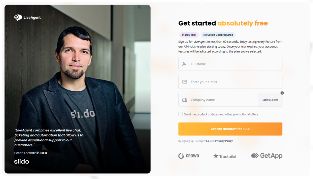 Δοκιμαστικός λογαριασμός LiveAgent