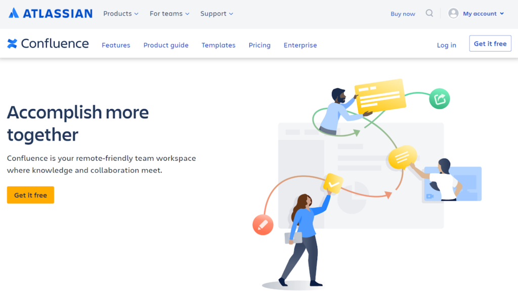 Κομψή εικόνα αρχικής οθόνης λογισμικού Confluence