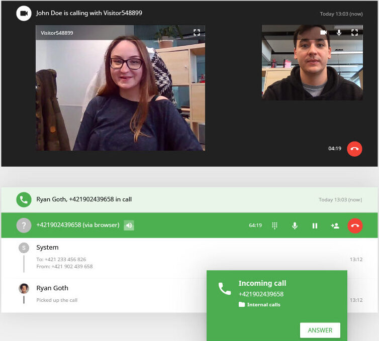 Video call feature in LiveAgent