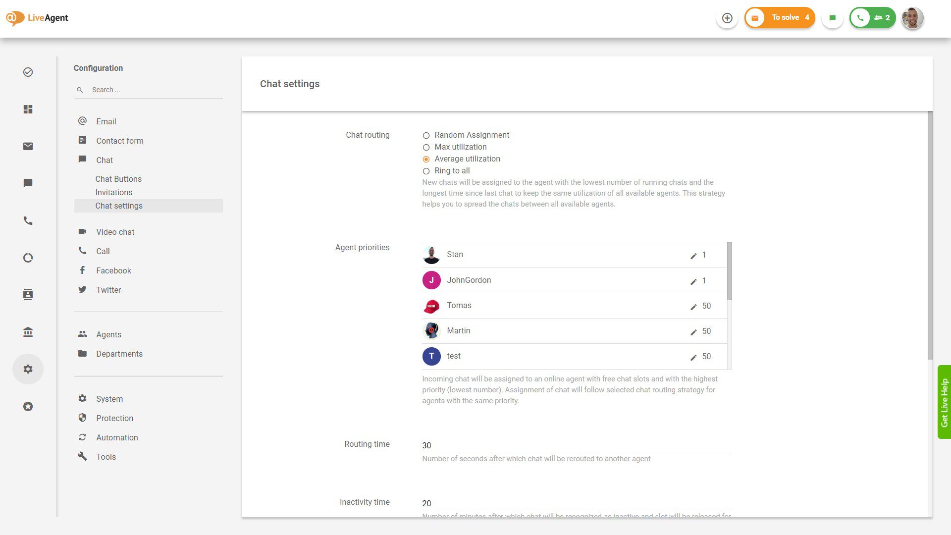LiveAgent Priority assignment
