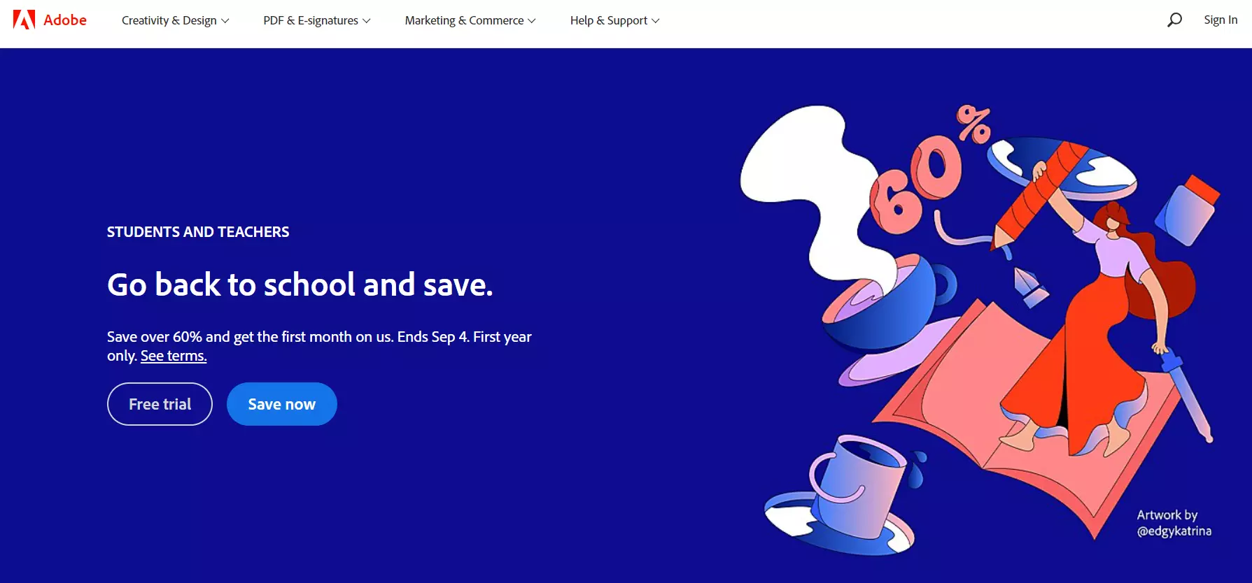 Αρχική σελίδα Adobe που παρουσιάζει το σύστημα διαχείρισης περιεχομένου τους.