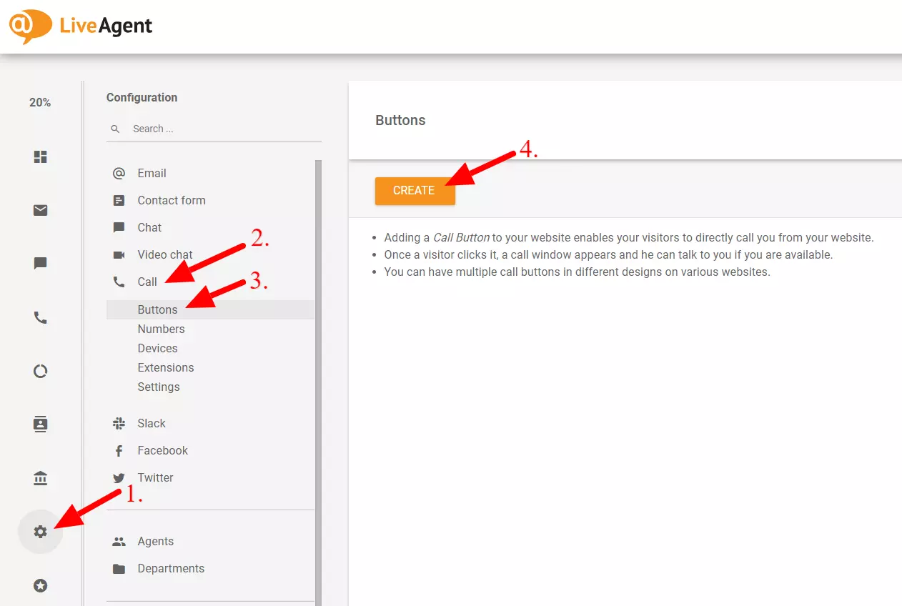 κουμπί δημιουργίας κλήσης