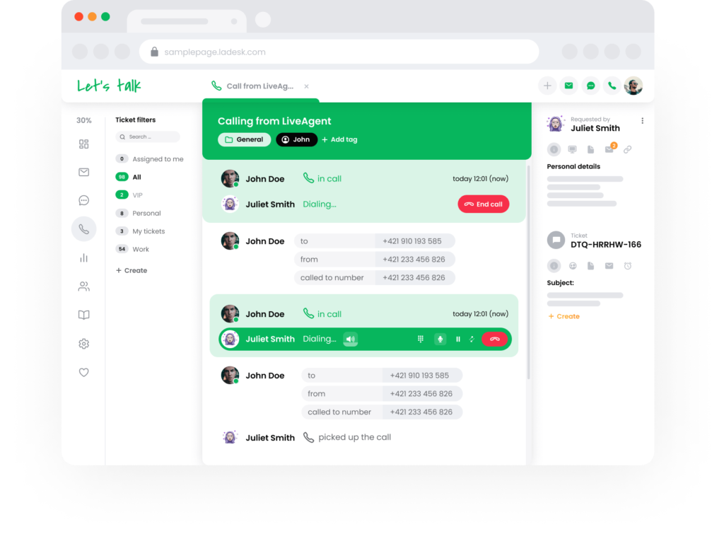 Υποστήριξη κέντρου κλήσεων LiveAgent - mockup