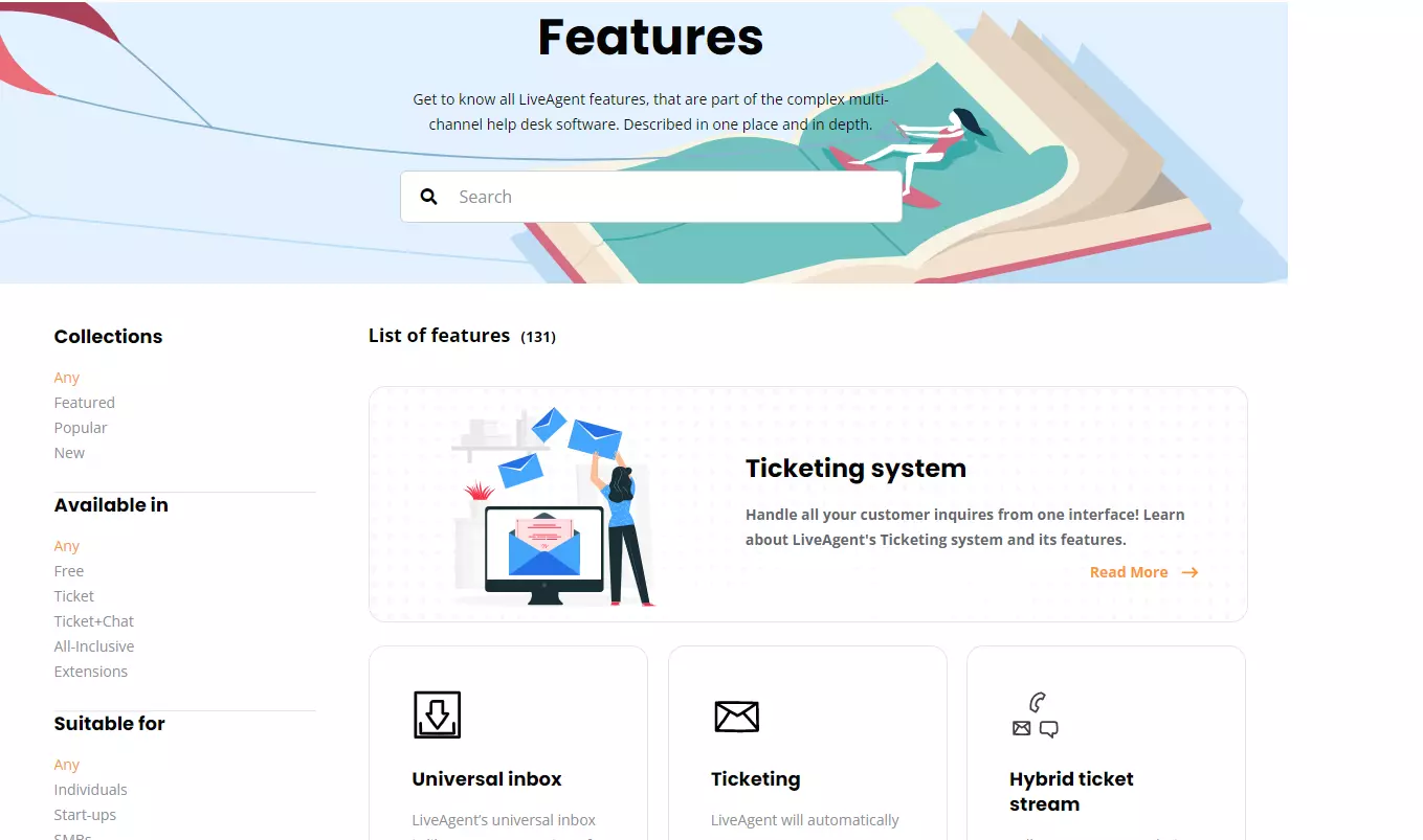 Σελίδα λειτουργιών LiveAgent